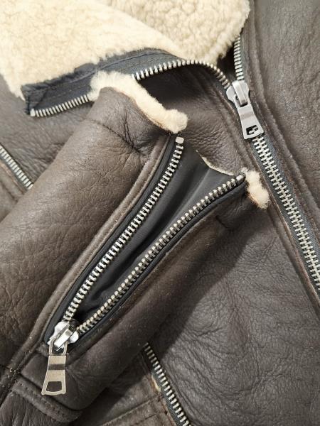 CHIODO PELLE MARRONE INTERNO PELO TG 42 (veste piccolo)