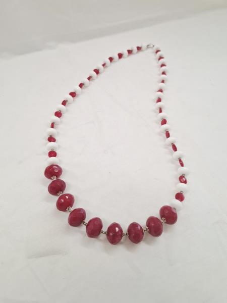 COLLANA LUNGA PALLINE ROSSE E BIANCHE