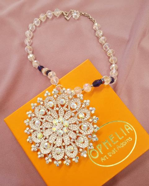 COLLANA OPHELIA ARTIGIANALE CRISTALLI FIORE