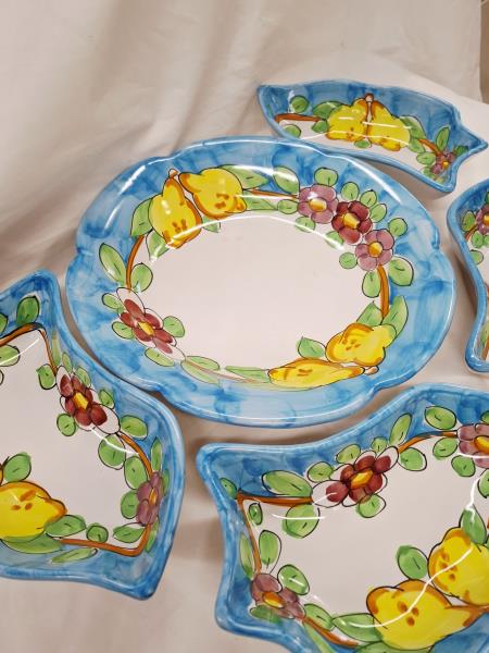 COMPOSIZIONE PIATTO + 6 CIOTOLE BORDO BLU CERAMICHE VIETRI