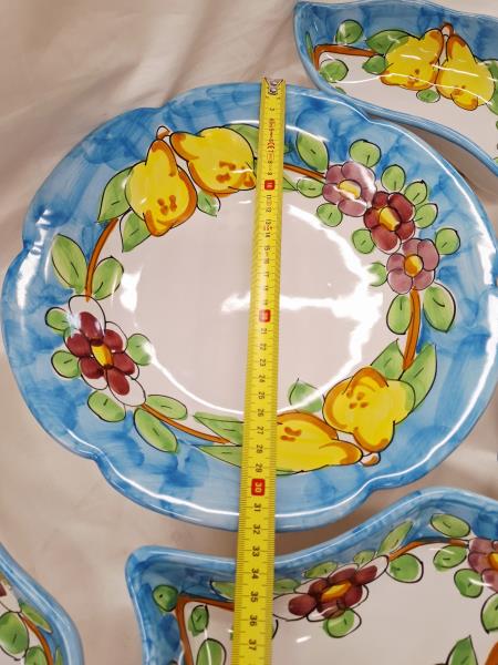 COMPOSIZIONE PIATTO + 6 CIOTOLE BORDO BLU CERAMICHE VIETRI