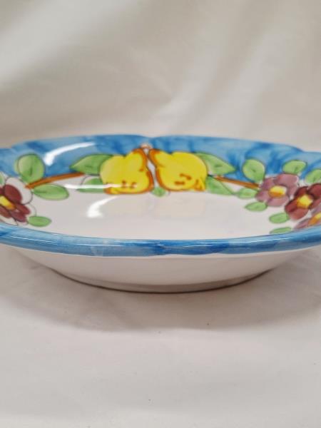 COMPOSIZIONE PIATTO + 6 CIOTOLE BORDO BLU CERAMICHE VIETRI