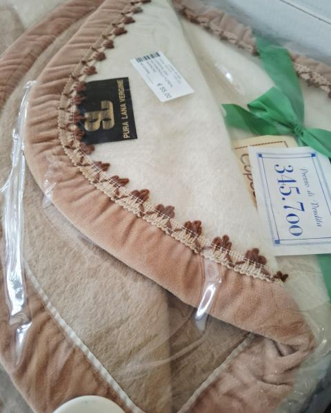 COPERTA LANA MATRIMONIALE FLOREAL MARRONE