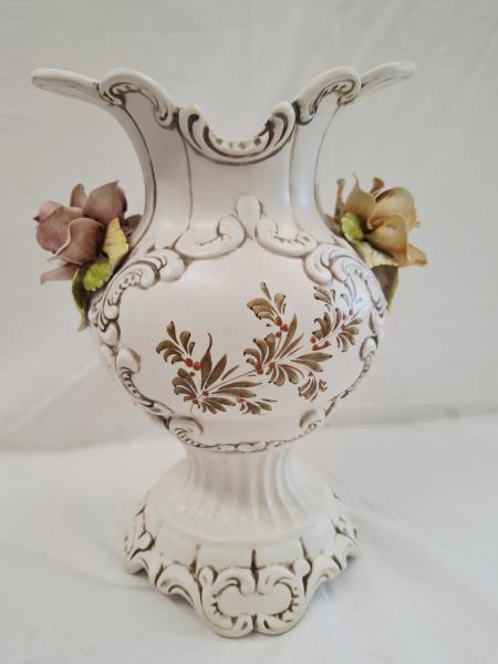 COPPA CERAMICA BIANCA FIORI