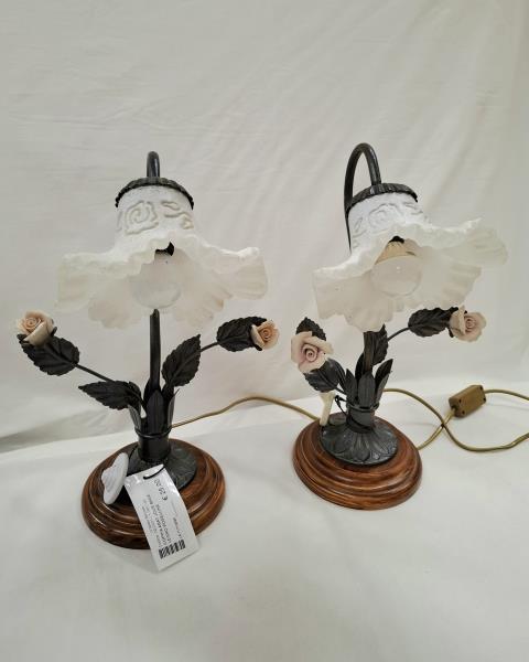 COPPIA ABAT JOUR BASE LEGNO ROSELLINE