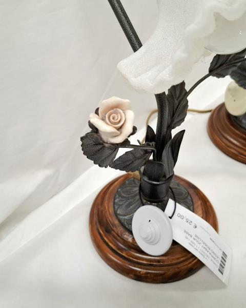 COPPIA ABAT JOUR BASE LEGNO ROSELLINE