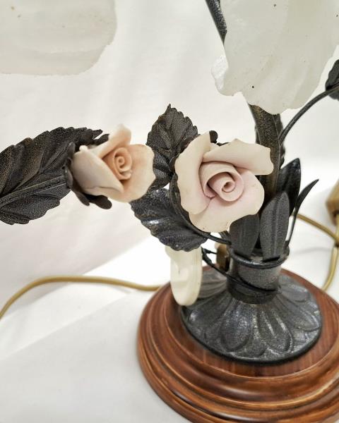 COPPIA ABAT JOUR BASE LEGNO ROSELLINE