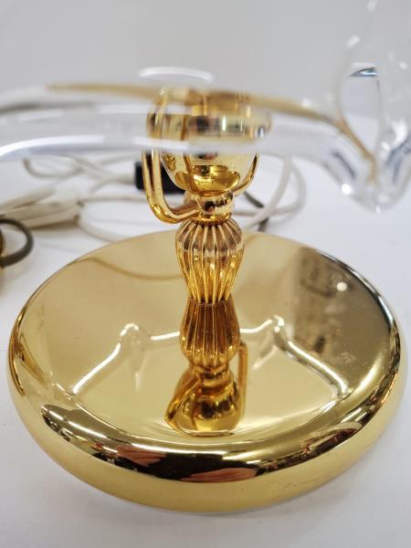 COPPIA ABATJOUR BASE OTTONE CAPPELLO VETRO BIANCO