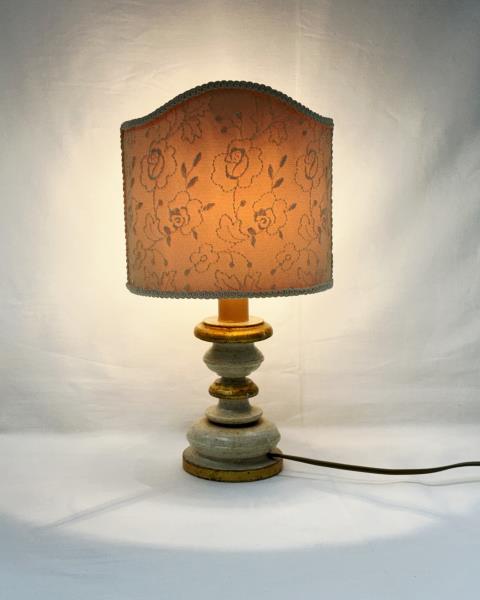 COPPIA ABATJOUR LEGNO DORATO PARALUME BEIGE