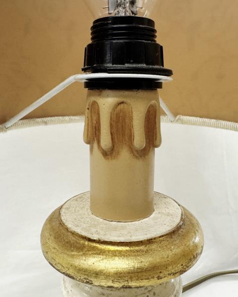 COPPIA ABATJOUR LEGNO DORATO PARALUME BEIGE