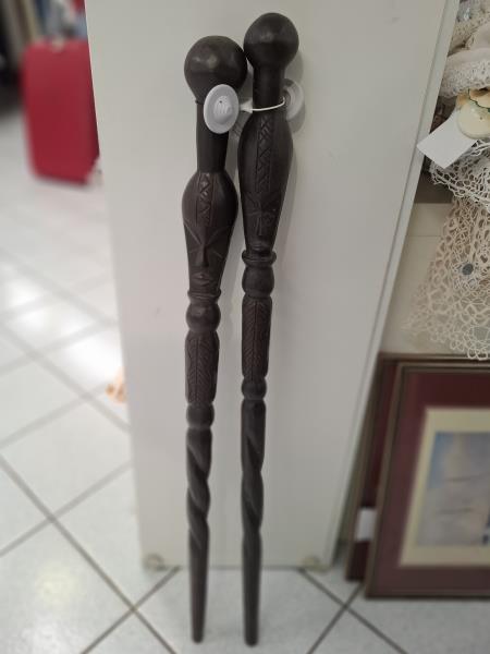COPPIA BASTONI LEGNO ETNICI
