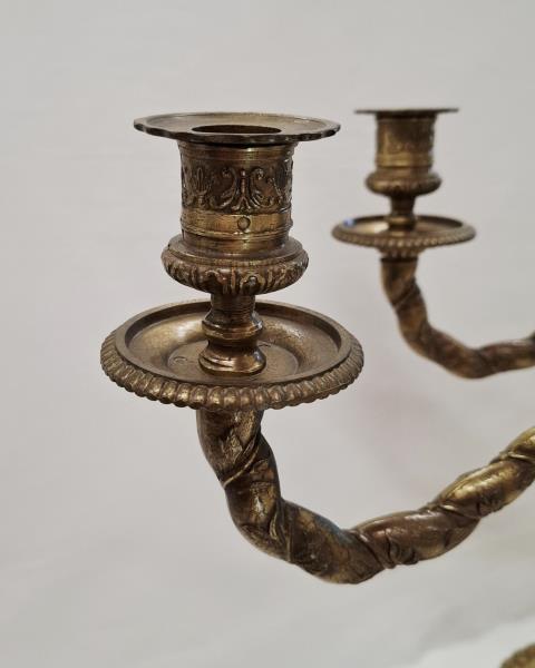 COPPIA CANDELABRI IN BRONZO 3 FIAMME