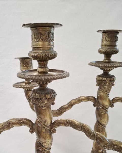 COPPIA CANDELABRI IN BRONZO 3 FIAMME