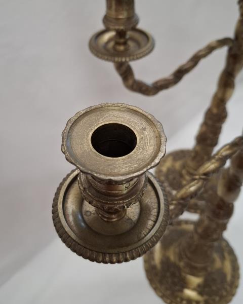 COPPIA CANDELABRI IN BRONZO 3 FIAMME