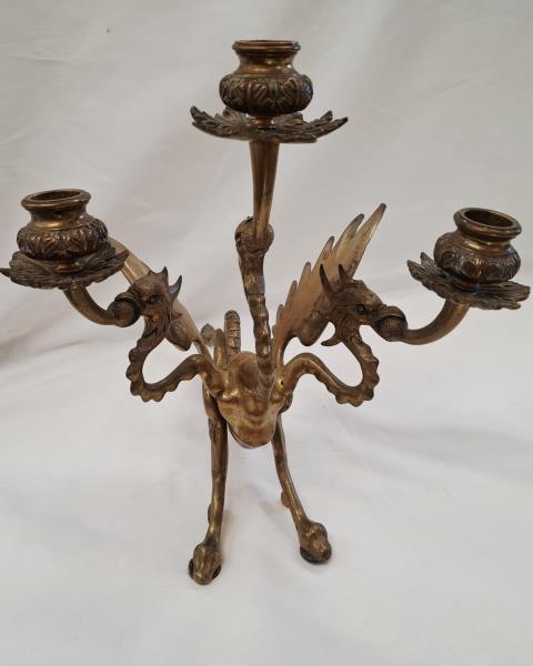 COPPIA CANDELABRI 3 FIAMME BRONZO