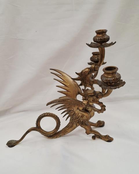 COPPIA CANDELABRI 3 FIAMME BRONZO