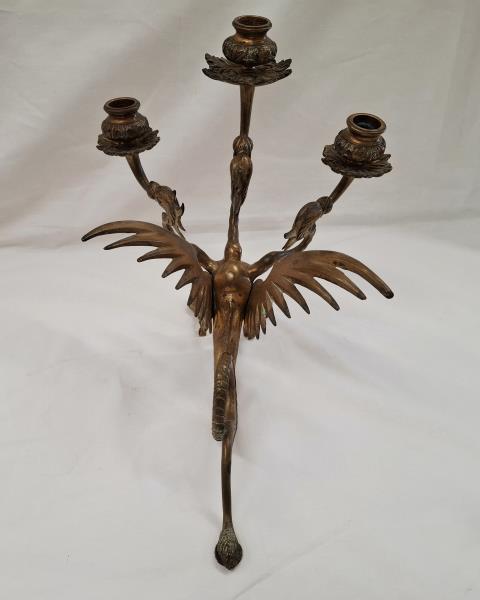 COPPIA CANDELABRI 3 FIAMME BRONZO