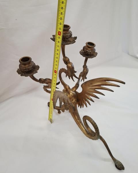 COPPIA CANDELABRI 3 FIAMME BRONZO