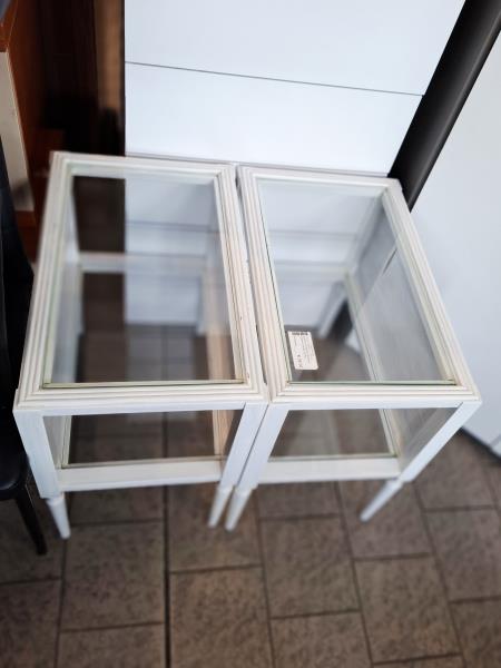 COPPIA COMODINI BIANCHI DOPPIO PIANO VETRO