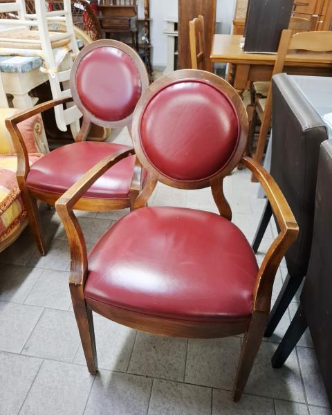 COPPIA POLTRONE ROSSE VINTAGE STRUTTURA LEGNO