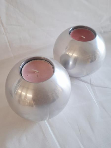 COPPIA PORTACANDELE ALLUMINIO IKEA