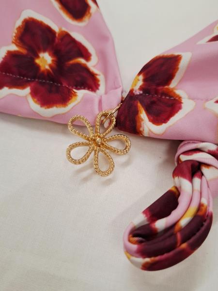 COSTUME DUE PEZZI ROSA FIORI BORDEAUX TG L
