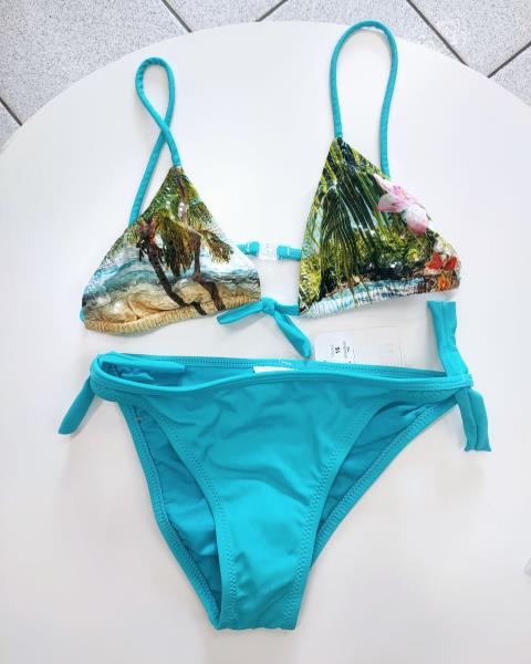 COSTUME MAYORAL 2 PEZZI AZZURRO FIORI  NUOVO! TG 16 ANNI