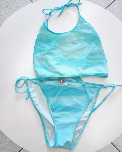 COSTUME MIRTILLO 2 PEZZI AZZURRO TG 16 ANNI NUOVO!