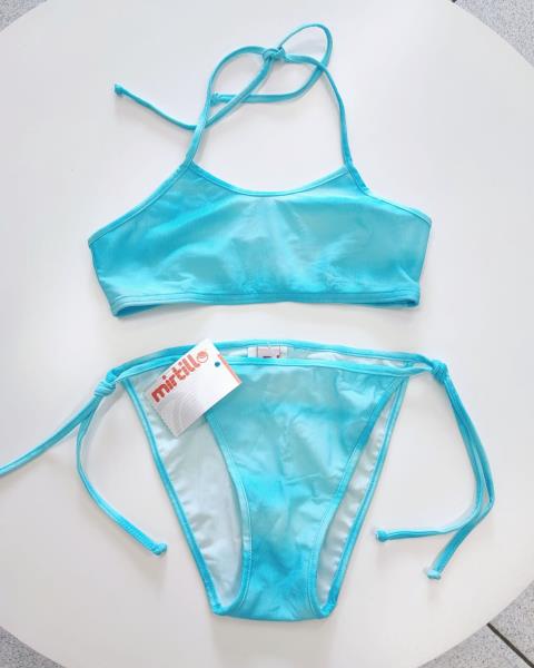 COSTUME MIRTILLO 2 PEZZI AZZURRO TG 8 ANNI NUOVO!