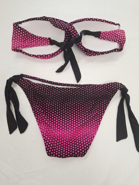 COSTUME NERO POIS FUCSIA DUE PEZZI TG 42/44