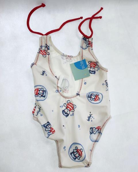 COSTUMINO BOBOLI BIANCO BOLLE BLU TG 6 MESI