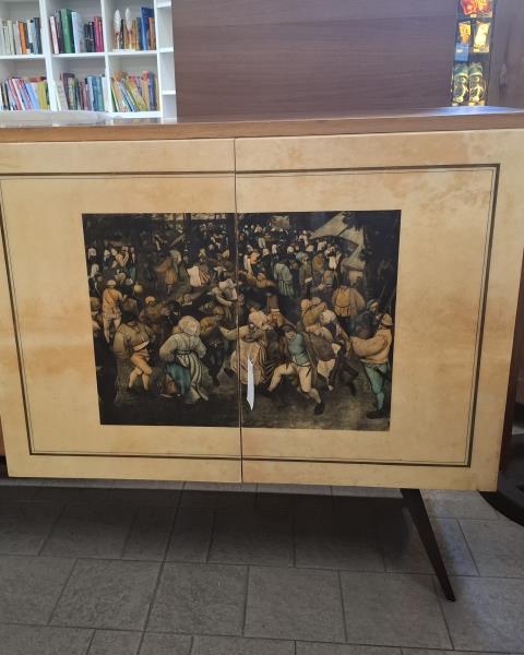 CREDENZA VINTAGE ANTE STAMPE VETRIFICATE SCOMPARTO BAR