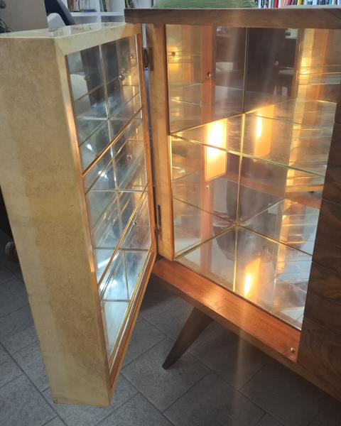 CREDENZA VINTAGE ANTE STAMPE VETRIFICATE SCOMPARTO BAR
