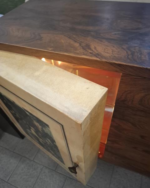 CREDENZA VINTAGE ANTE STAMPE VETRIFICATE SCOMPARTO BAR