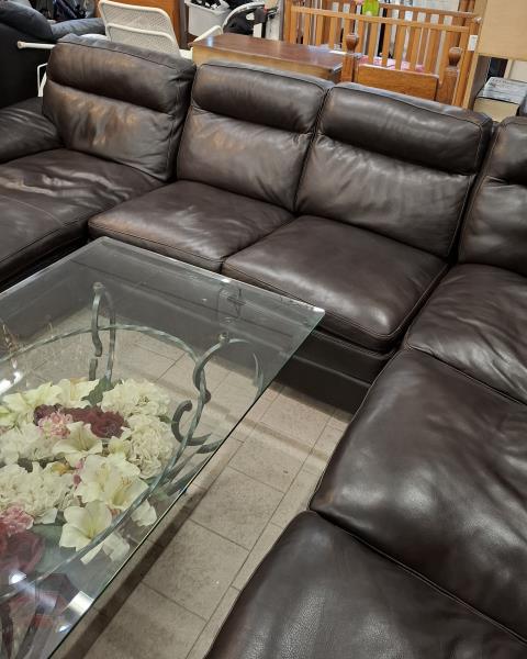 DIVANO PELLE MARRONE SCURO DOPPIO ANGOLO