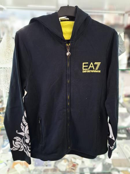 FELPA EMPORIO ARMANI NERA ZIP GIALLA TG M CAPPUCCIO TESCHIO