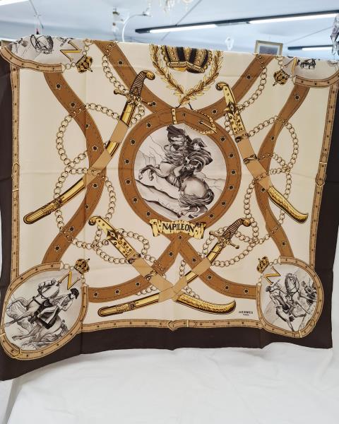 FOULARD HERMES NAPOLEON FANTASIA MARRONE