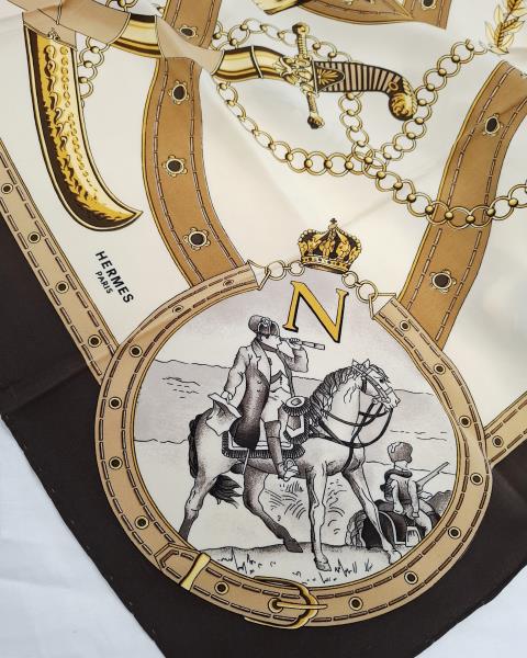 FOULARD HERMES NAPOLEON FANTASIA MARRONE
