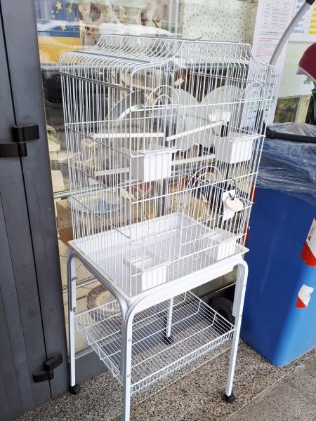 GABBIA CANARINI CON CARRELLINO