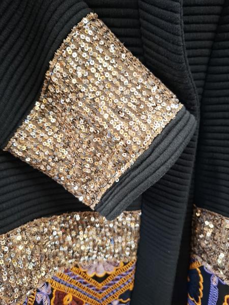 GIACCA DONNA DIXIE NERA RICAMI A PAILLETTES TG M