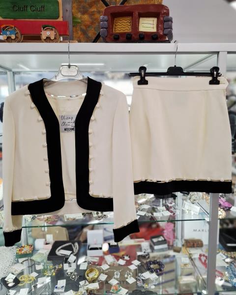 GIACCA + GONNA MOSCHINO BIANCO NERO TG 42 (giacca alonata)