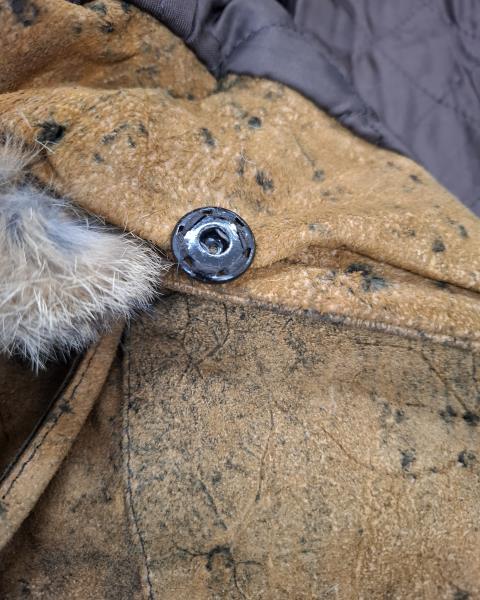 GIACCA KS PELLE MARRONE COLLO E POLSINI LAPIN RF 44