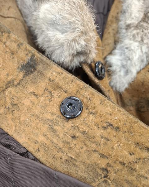 GIACCA KS PELLE MARRONE COLLO E POLSINI LAPIN RF 44