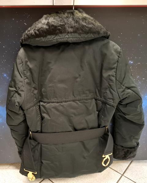 GIACCA MONCLER NERA COLLO E POLSINI PELO TG S