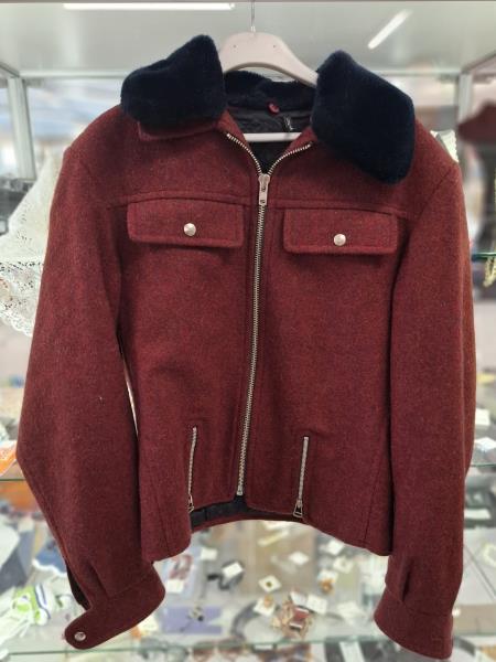 GIUBBINO UOMO PANNO BORDEAUX COLLO PELO BLU INTERNO TRAPUNTATO TG 50