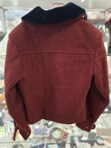 GIUBBINO UOMO PANNO BORDEAUX COLLO PELO BLU INTERNO TRAPUNTATO TG 50