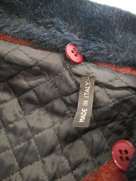 GIUBBINO UOMO PANNO BORDEAUX COLLO PELO BLU INTERNO TRAPUNTATO TG 50