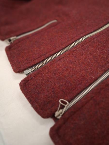 GIUBBINO UOMO PANNO BORDEAUX COLLO PELO BLU INTERNO TRAPUNTATO TG 50