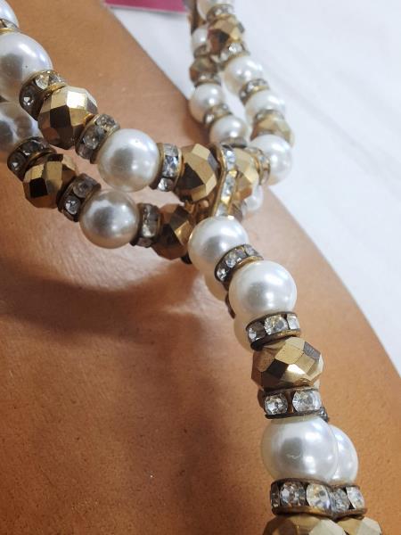 INFRADITO GIOSEPPO PERLINE DORATE E STRASS N 40