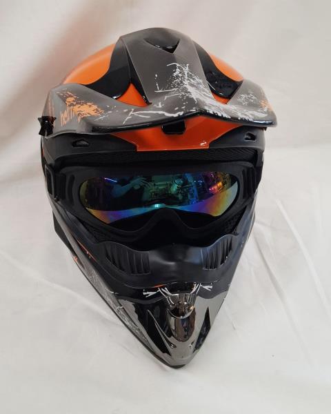 KIT CASCO+PROTEZIONI ENDURO ARANCIO NERO TG S
